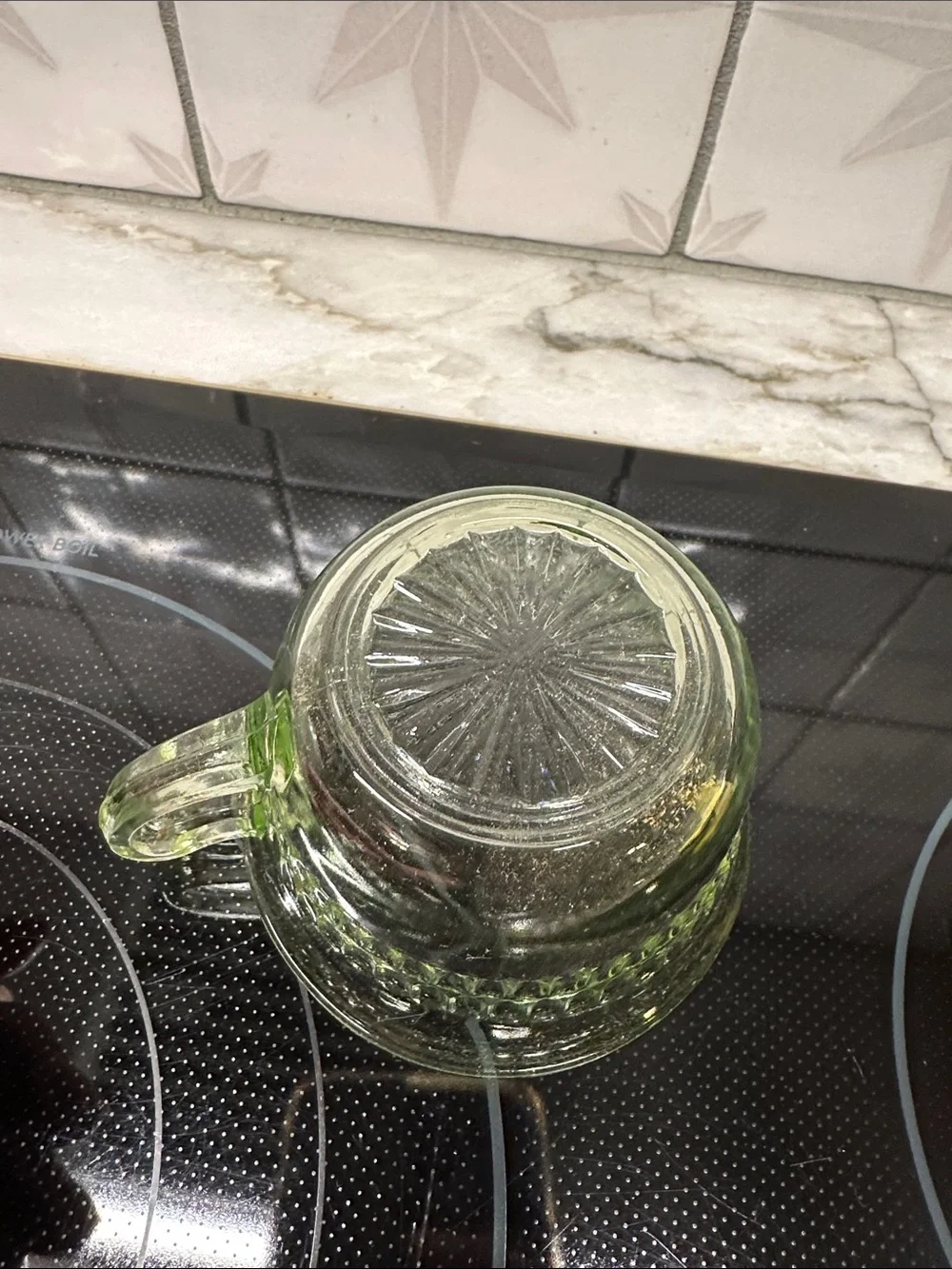 Anchor Hocking Uranium Green Depression Glass Roulette Pattern Tea Cup